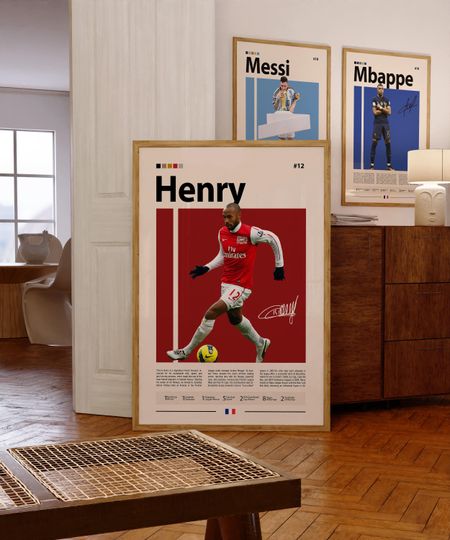 Thierry Henry Arsenal & France Football Legend Poster, Premier League Icon Wall Art, Gunners Striker Memorabilia Print