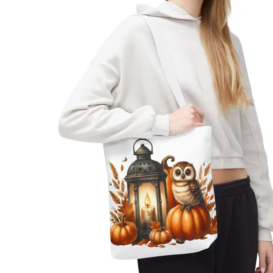 Gothic Owl Tote Bag - Witchy Halloween Bird Accessory