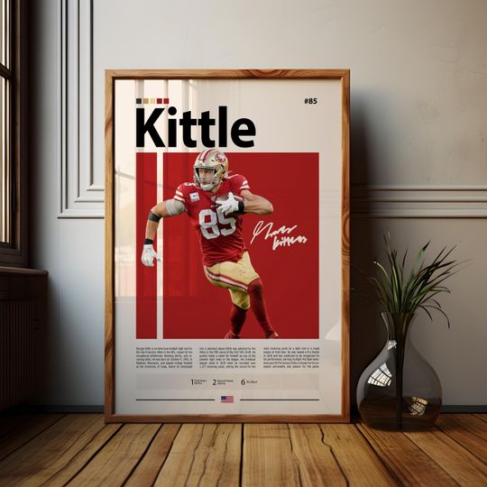 George Kittle Poster, San Francisco Print, football Poster, Sports Poster, football Fans, Football Poster, football Wall Art, Sports Bedroom Posters