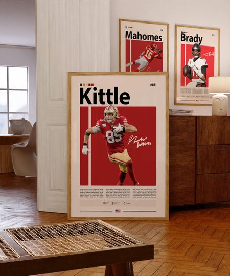 George Kittle Poster, San Francisco Print, football Poster, Sports Poster, football Fans, Football Poster, football Wall Art, Sports Bedroom Posters