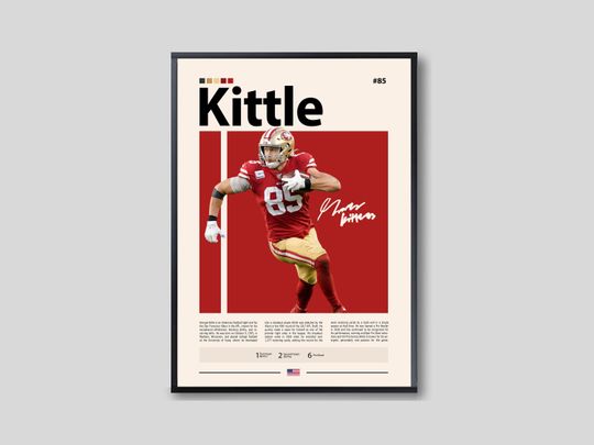 George Kittle Poster, San Francisco Print, football Poster, Sports Poster, football Fans, Football Poster, football Wall Art, Sports Bedroom Posters