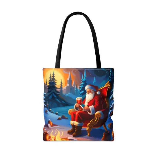 Christmas Santa by the Fire Tote Bag