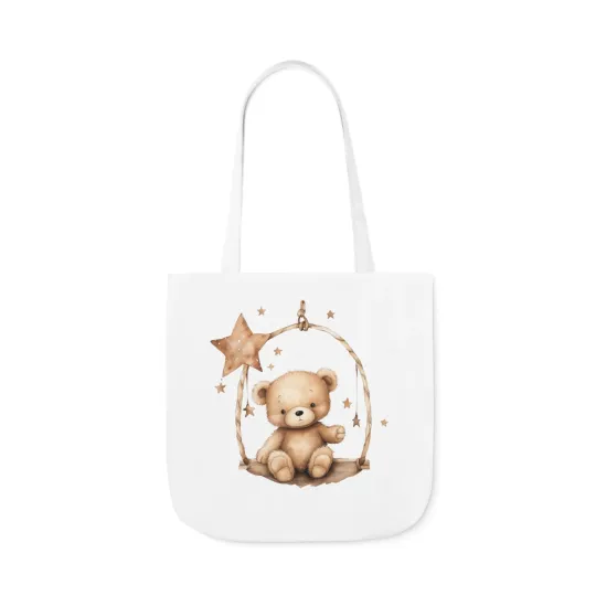 Brown Teddy Bear Polyester Canvas Tote Bag (AOP)