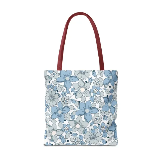 Blue And Grey Flowers Tote Bag (AOP)
