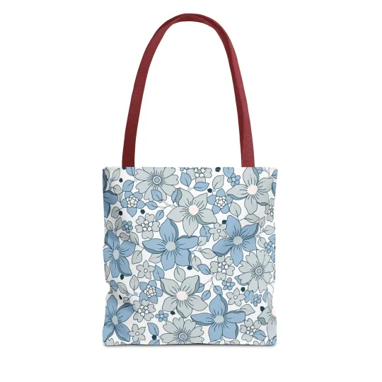 Blue And Grey Flowers Tote Bag (AOP)