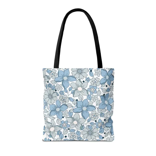 Blue And Grey Flowers Tote Bag (AOP)