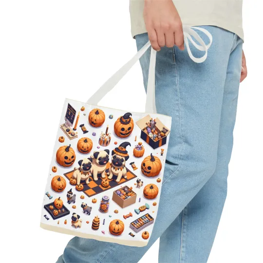 Halloween and Pugs Tote Bag
