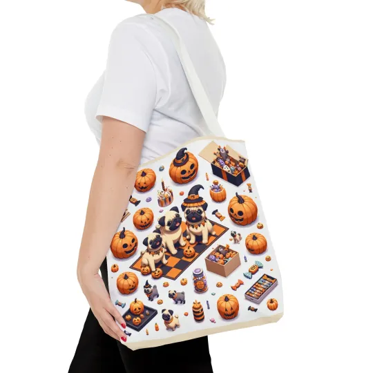 Halloween and Pugs Tote Bag