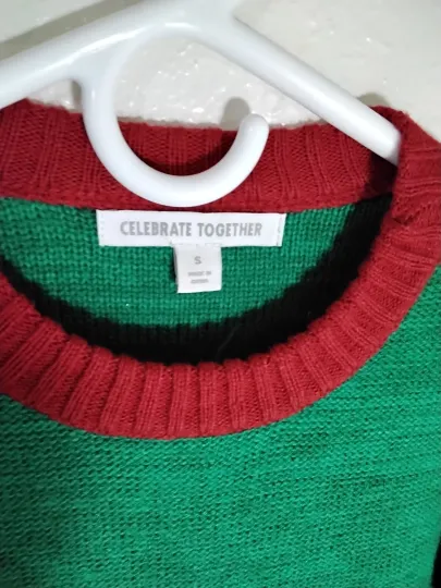 Celebrate Together Ugly Christmas Womens Sweater Size S Bells Pocket Dinosaur