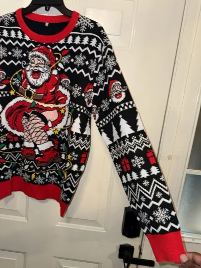 Ugly Holiday Sweater Santa Christmas Crew Neck Sweater Long Sleeve