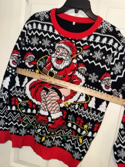 Ugly Holiday Sweater Santa Christmas Crew Neck Sweater Long Sleeve