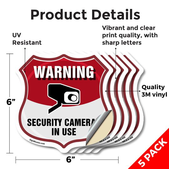 Video Surveillance Shield Sign Warning Security Cameras In U Shield Shaped Sign