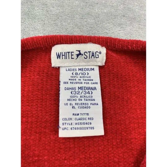 White Stag Ladies Medium Red Classic Ugly Christmas Sweater W Geometric Patterns