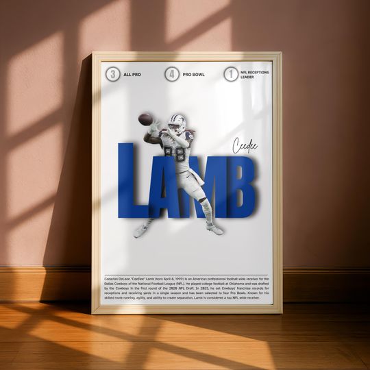 Ceedee Lamb Poster: Dallas Cowboys football Wall Art