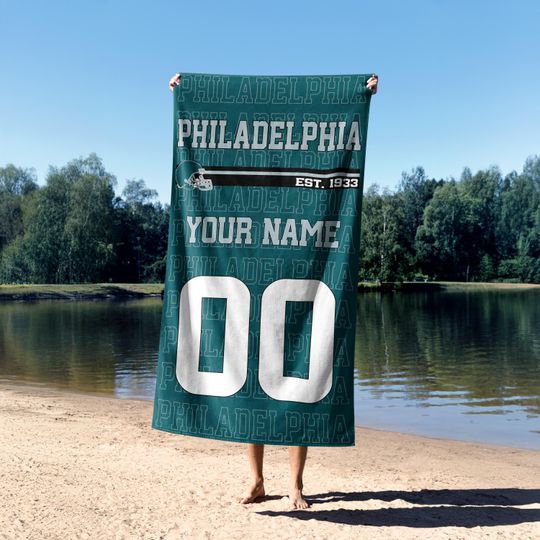 Philadelphia Football Personalized Beach Towel,Philadelphia Eagle Football Towel,Football Towel,Eagle Retro Blanket,Eagle Fan Gift