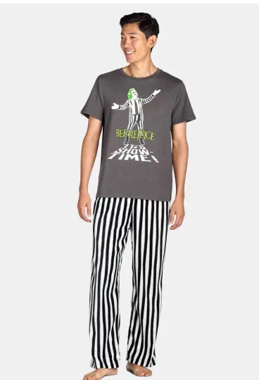 Beetlejuice Men’s Sleep Tee and Pants Pajama Set Size M