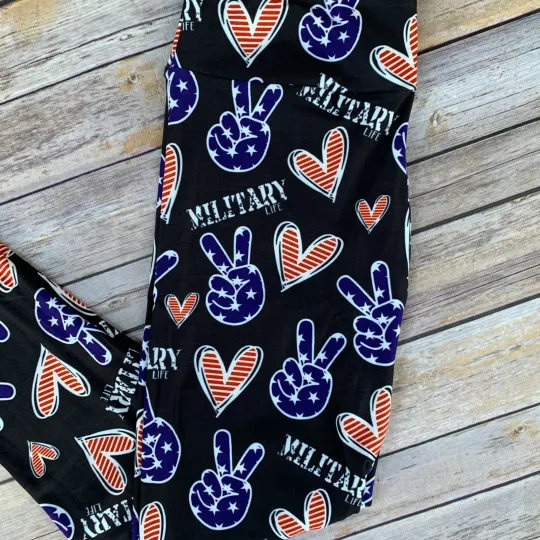 Peace Love Military Life Women's Plus Size Leggings