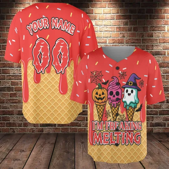 Personalized I’m Freaking Melting Halloween Baseball Jersey