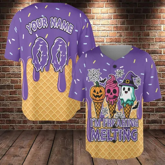 Personalized I’m Freaking Melting Halloween Baseball Jersey