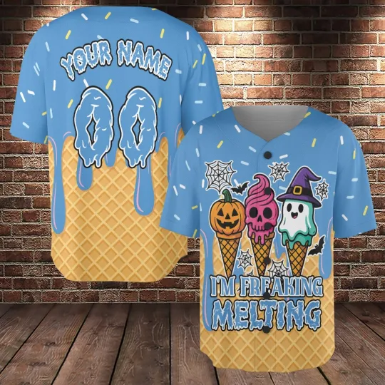 Personalized I’m Freaking Melting Halloween Baseball Jersey
