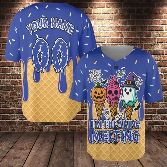 Personalized I’m Freaking Melting Halloween Baseball Jersey