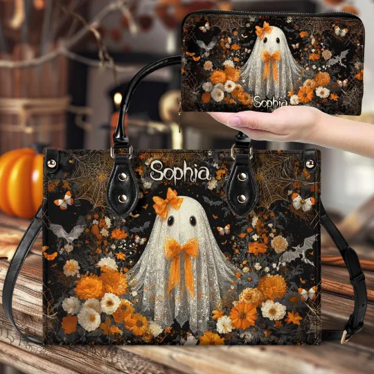 Personalized Lace Ghost Leather Handbag with Handle