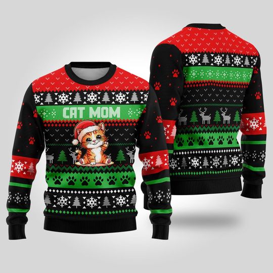 Cat Mom Christmas Ugly Sweater