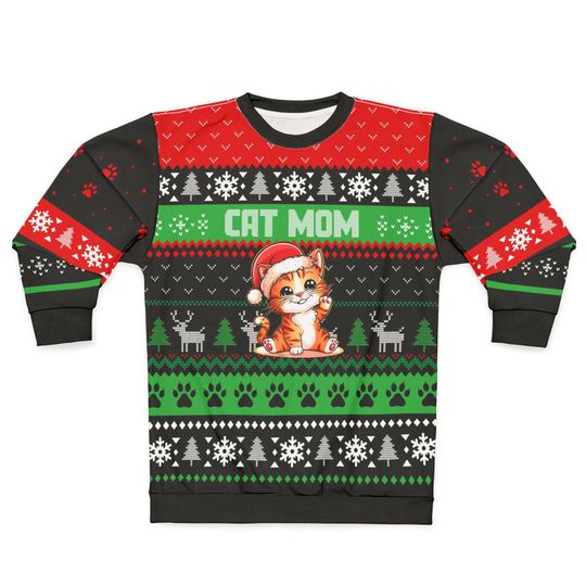 Cat Mom Christmas Ugly Sweater