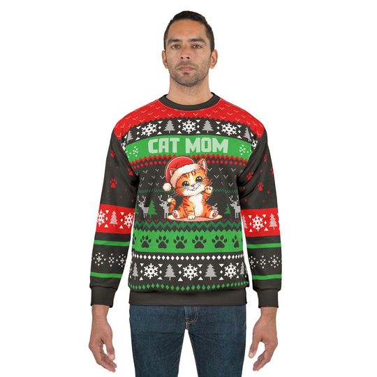 Cat Mom Christmas Ugly Sweater