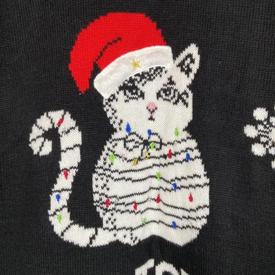 No Boundaries ugly Christmas cat sweater tunic womens XXL