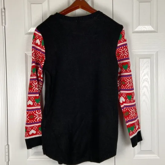 No Boundaries ugly Christmas cat sweater tunic womens XXL