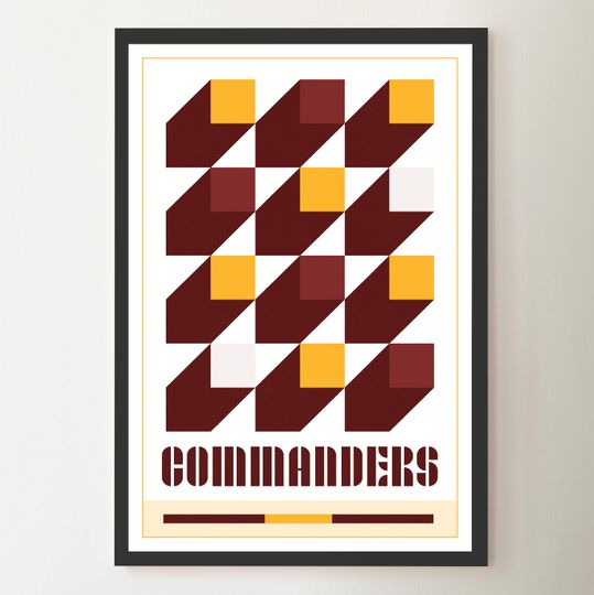 Washington Commanders Abstract Bauhaus-Inspired Squares Poster