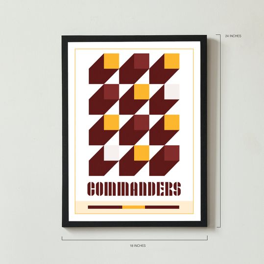 Washington Commanders Abstract Bauhaus-Inspired Squares Poster