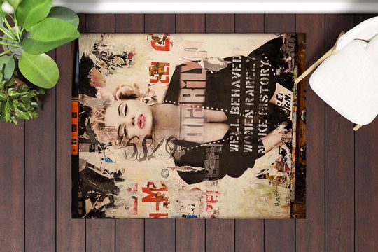 Merilyn Monroe Pop Art Rug: Colorful Cotton Area Rug