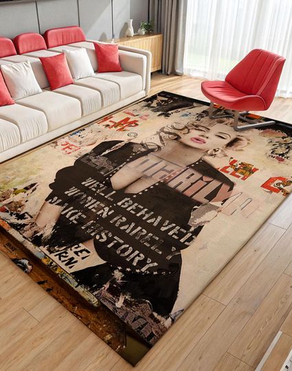 Merilyn Monroe Pop Art Rug: Colorful Cotton Area Rug