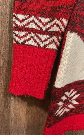 No Boundaries Ugly Christmas Sweater- Penguin in Scarf  Hat  Snowflakes-