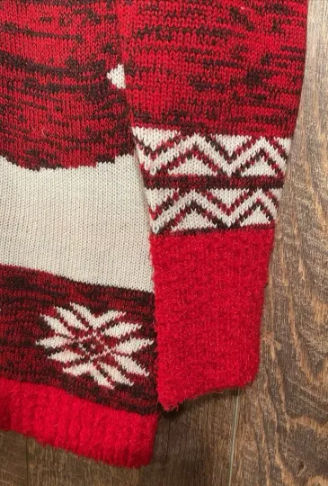 No Boundaries Ugly Christmas Sweater- Penguin in Scarf  Hat  Snowflakes-