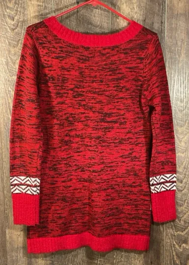 No Boundaries Ugly Christmas Sweater- Penguin in Scarf  Hat  Snowflakes-