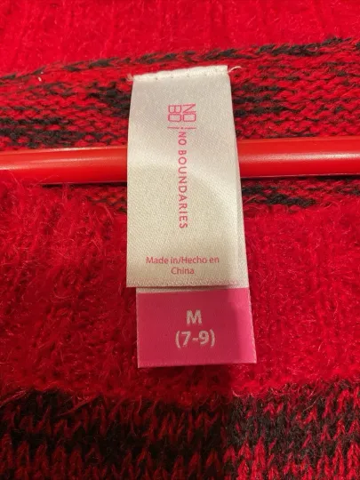 No Boundaries Ugly Christmas Sweater- Penguin in Scarf  Hat  Snowflakes-