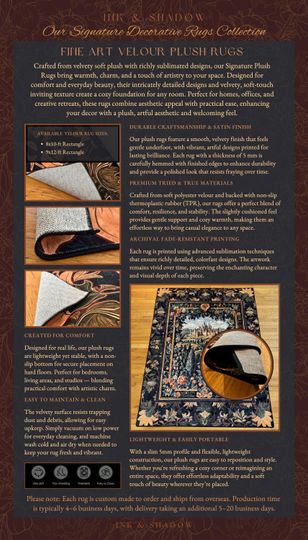 Dark Academia Black Cat Rug | Floral Bedroom Decor William Morris Inspired Cottagecore Reading Corner Rug Dark Fairycore Room Dark Woodland