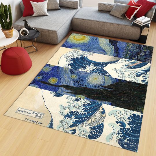 Starry Night Rug: Van Gogh Painting, Bedroom Living Decor
