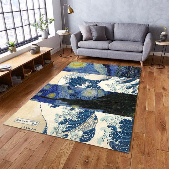 Starry Night Rug: Van Gogh Painting, Bedroom Living Decor