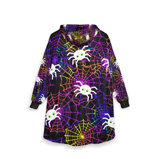Cozy Spider Webs Hooded Blanket | Perfect for Halloween, Home Comfort, Movie Nights, Gift for Kids & Adults, Spooky Season Decor