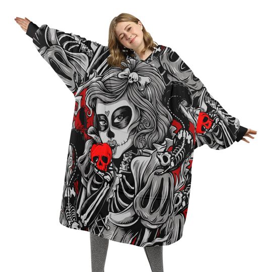 Blanket Hoodie personalized blankets hoodie that is a blanket Comics La Catrina Da De Los Muertos