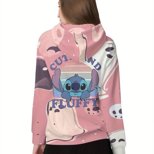2025 Spring Autumn 3D Disney Stitch Printing Hoodie Unisex Casual Pullover with Pockets