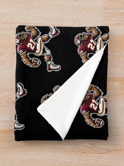 Bigfoot Football Art for Washington Commanders Throw Blanket