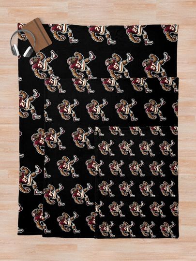 Bigfoot Football Art for Washington Commanders Throw Blanket