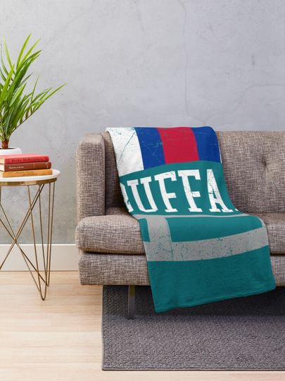 Buffalo Retro Helmet - Blue   Throw Blanket