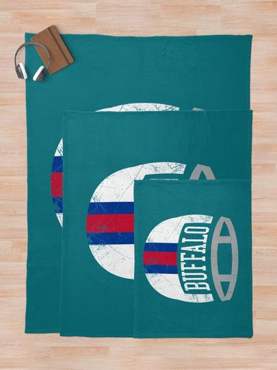 Buffalo Retro Helmet - Blue   Throw Blanket