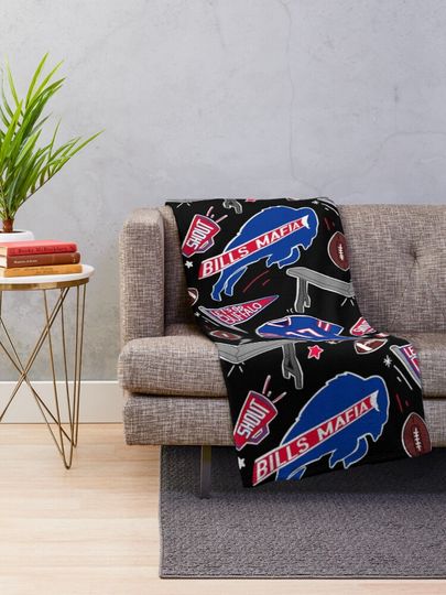 Buffalo Bills Josh Allen pattern (black) Throw Blanket